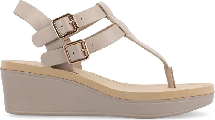 Journee Collection Women's Bianca Double Buckle Platform Wedge Sandals - Image 7
