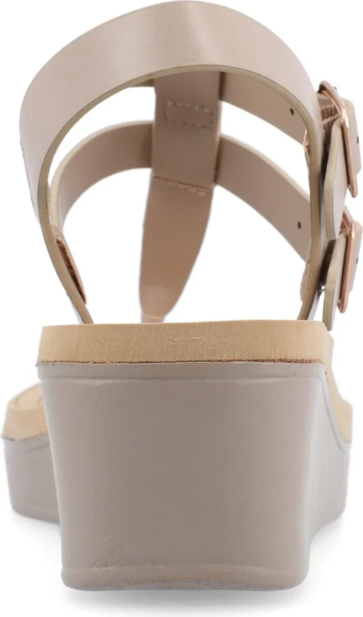 Journee Collection Women's Bianca Double Buckle Platform Wedge Sandals - Image 8