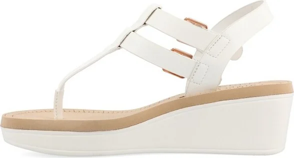 Journee Collection Women's Bianca Wedge Heel Buckle Sandals Red - Image 3