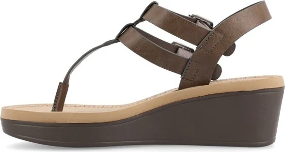 Journee Collection Women's Bianca Wedge Heel Buckle Sandals Red - Image 6