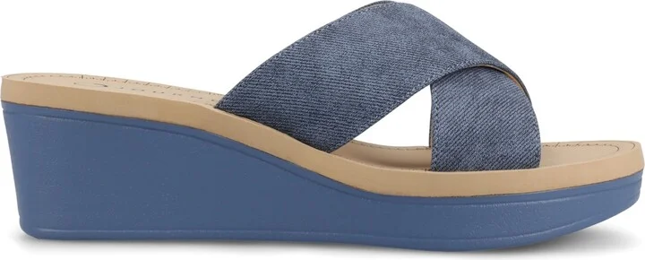 Journee Collection Women's Biara Crisscross Platform Wedge Sandals - Image 2
