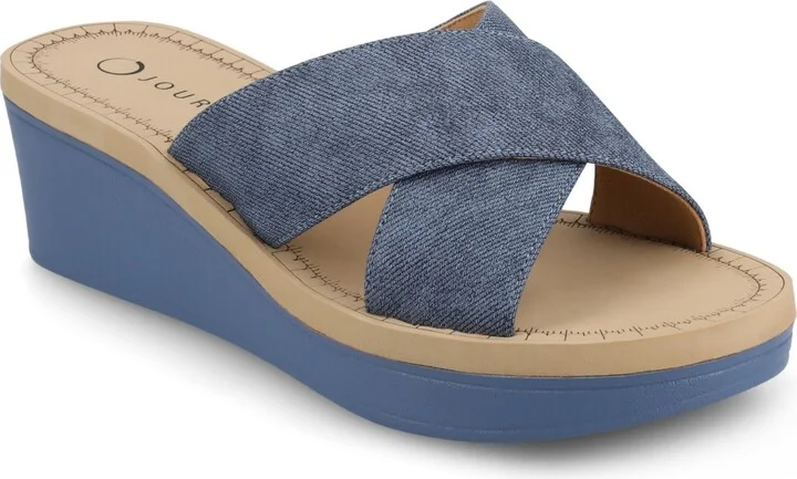 Journee Collection Women's Biara Crisscross Platform Wedge Sandals