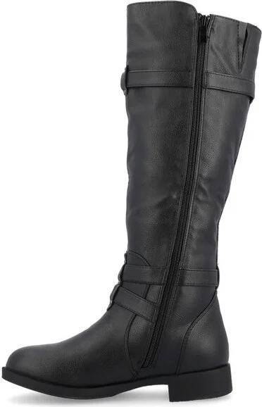 Journee Collection Women's Bite Stacked Heel Riding Boots Black - Image 2