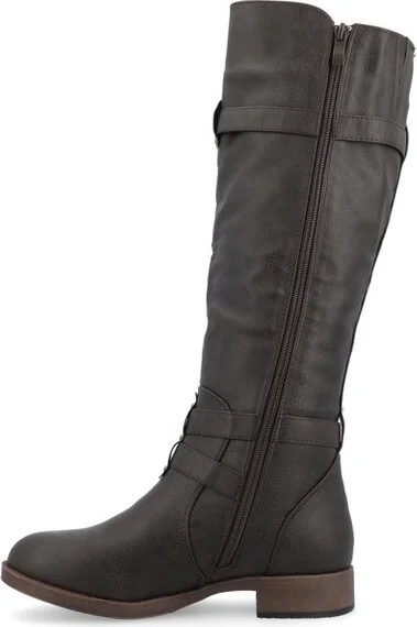 Journee Collection Women's Bite Stacked Heel Riding Boots Black - Image 3
