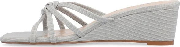 Journee Collection Women's Blayke Multi Strap Slip On Wedge Sandals Grey - Image 2