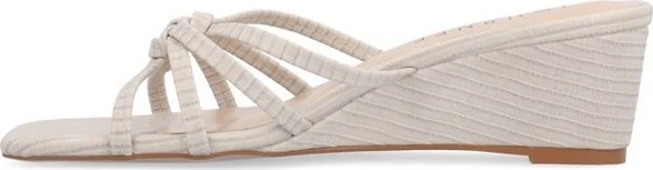 Journee Collection Women's Blayke Multi Strap Slip On Wedge Sandals Grey - Image 4
