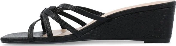 Journee Collection Women's Blayke Multi Strap Slip On Wedge Sandals Grey - Image 5