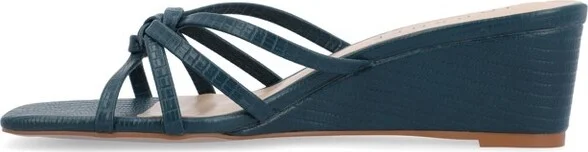 Journee Collection Women's Blayke Multi Strap Slip On Wedge Sandals Grey - Image 6
