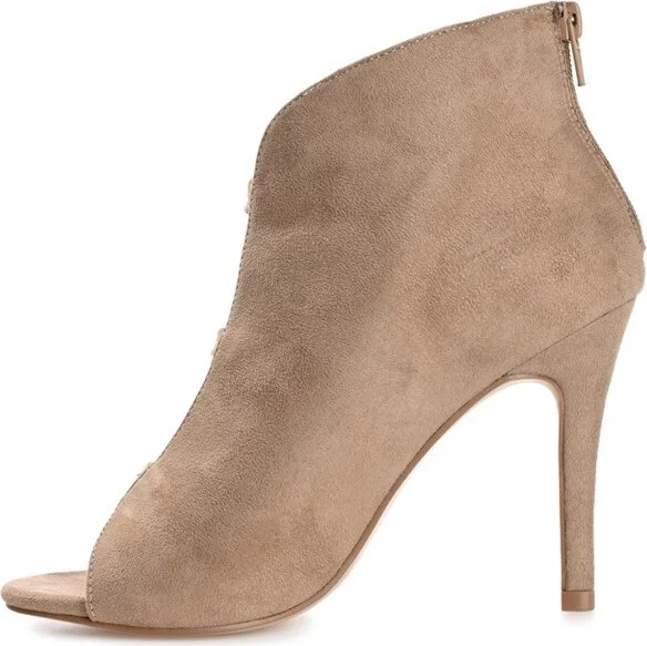 Journee Collection Womens Brecklin Back Heel Zip Open Toe Stiletto Booties Beige 10 - Image 2