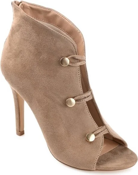 Journee Collection Womens Brecklin Back Heel Zip Open Toe Stiletto Booties Beige 9.5