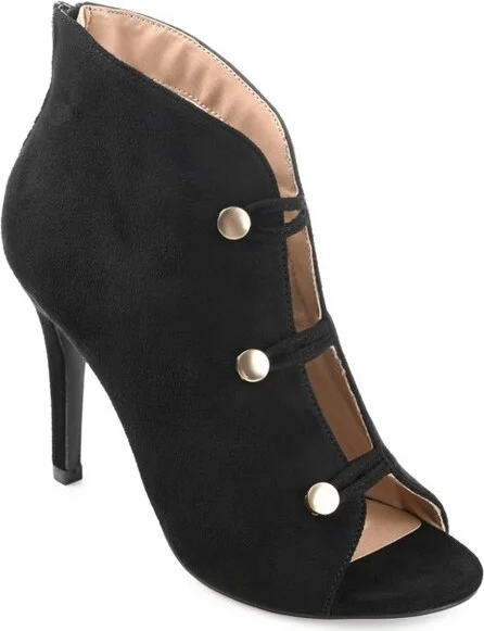 Journee Collection Womens Brecklin Back Heel Zip Open Toe Stiletto Booties Black 6.5