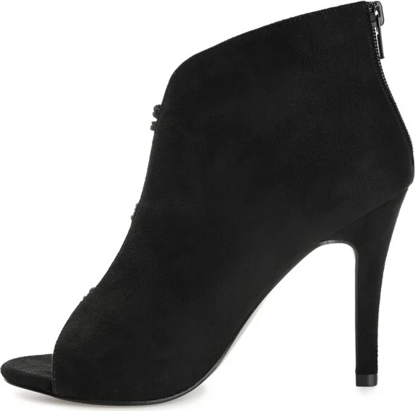 Journee Collection Womens Brecklin Back Heel Zip Open Toe Stiletto Booties Black 9 - Image 2
