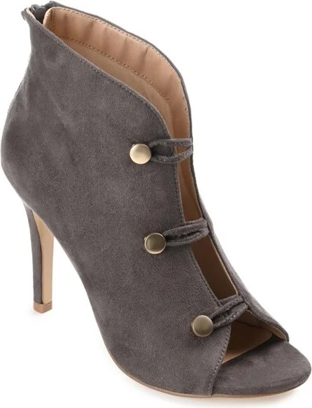 Journee Collection Womens Brecklin Back Heel Zip Open Toe Stiletto Booties Grey 11