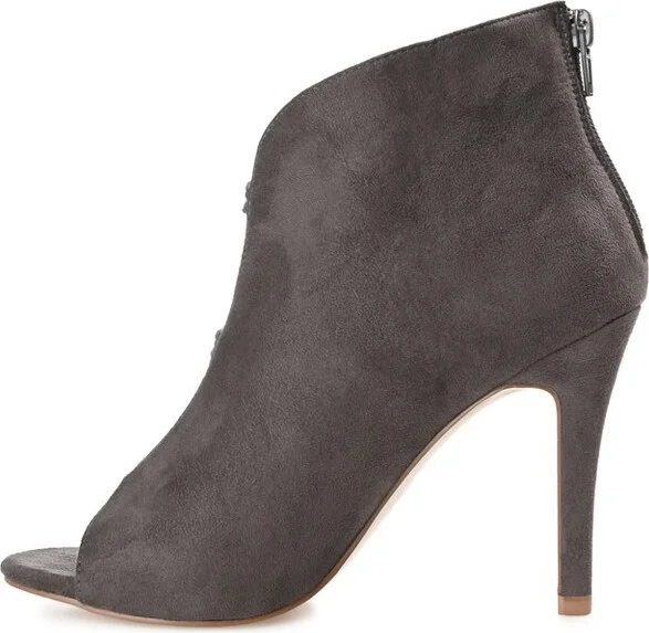 Journee Collection Womens Brecklin Back Heel Zip Open Toe Stiletto Booties Grey 6.5 - Image 2