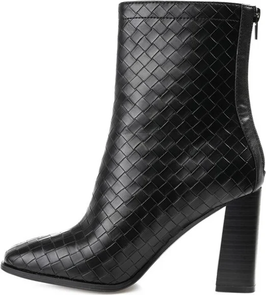 Journee Collection Women's Brielle Back Heel Zip Stacked Heel Booties Wine - Image 3