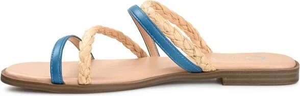 Journee Collection Womens Brinna Tru Comfort Foam Low Stacked Heel Slide Sandals Blue 6 - Image 2