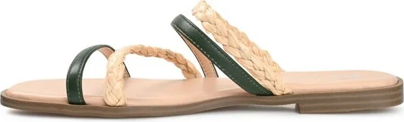 Journee Collection Womens Brinna Tru Comfort Foam Low Stacked Heel Slide Sandals Olive 7 - Image 2