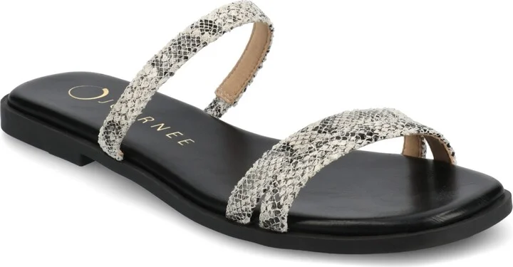 Journee Collection Women's Brisa Multi Strap Slip On Flat Sandals