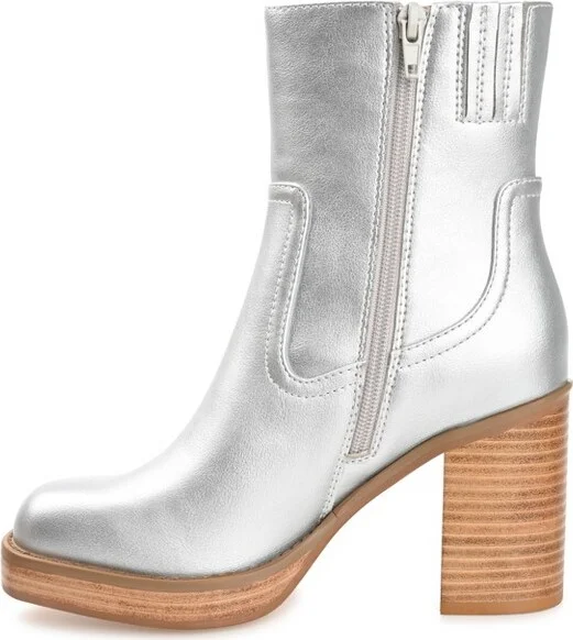 Journee Collection Womens Brittany Tru Comfort Foam Inside Zip Platform Booties Silver 9.5 - Image 2