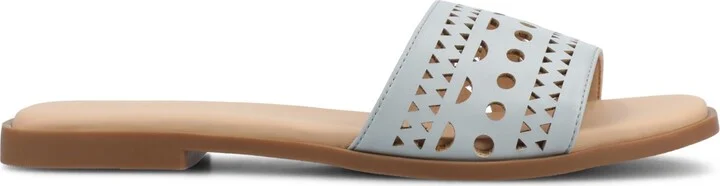 Journee Collection Women's Brodie Perforated Slide Flat Sandals - Image 2