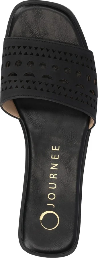 Journee Collection Women's Brodie Perforated Slide Flat Sandals - Image 9