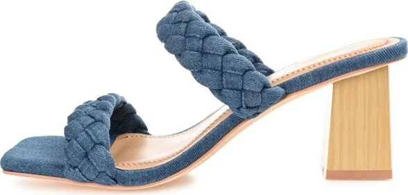 Journee Collection Women's Bronte Open Square Toe Block Heel Sandals Denim - Image 2