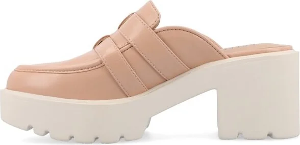 Journee Collection Women's Brydie Light Weight Platform Mule Pumps, Tan - Image 2