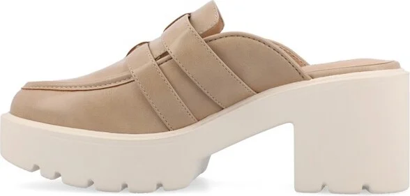 Journee Collection Women's Brydie Light Weight Platform Mule Pumps, Tan - Image 5