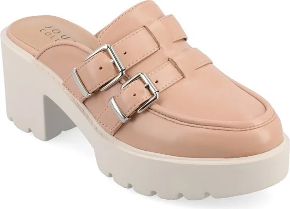 Journee Collection Women's Brydie Light Weight Platform Mule Pumps, Tan
