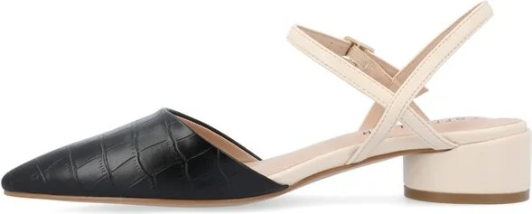 Journee Collection Women's Brynn Croco Vegan Leather Pointed Toe Flats Blue - Image 2