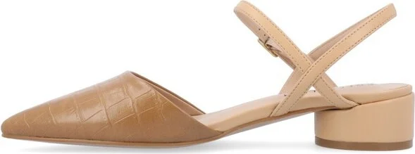 Journee Collection Women's Brynn Croco Vegan Leather Pointed Toe Flats Blue - Image 4