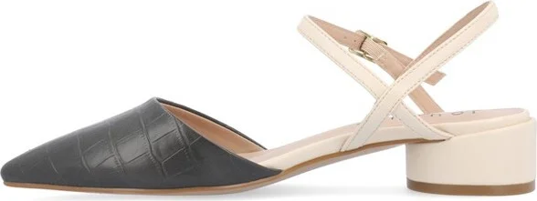 Journee Collection Women's Brynn Croco Vegan Leather Pointed Toe Flats Blue - Image 8