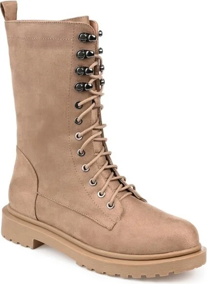 Journee Collection Women's Cadee Inside Zip Block Heel Booties Taupe