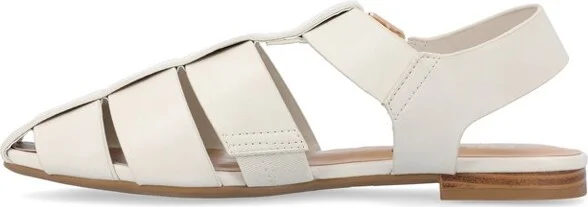 Journee Collection Women's Cailinna Caged Buckle Square Toe Flats Ivory - Image 2