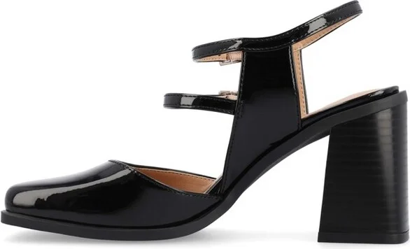 Journee Collection Women's Caisey Double Strap Mary Jane Pumps, Patent/Taupe - Image 3