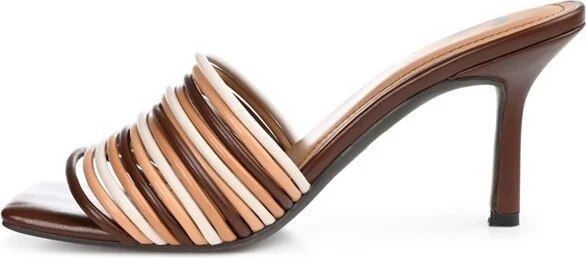 Journee Collection Women's Calliope Open Toe High Stiletto Pumps Brown - Image 2