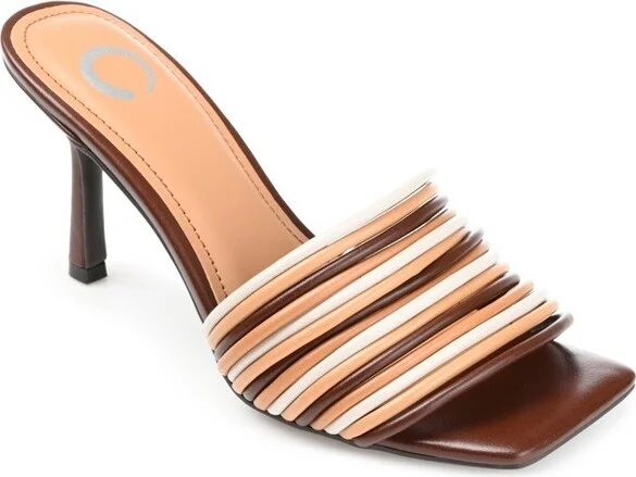 Journee Collection Women's Calliope Open Toe High Stiletto Pumps Brown