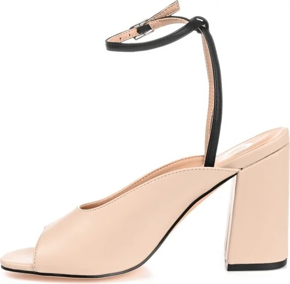 Journee Collection Women's Calypso Buckle Ankle Strap Block Heel Sandals Grey - Image 2