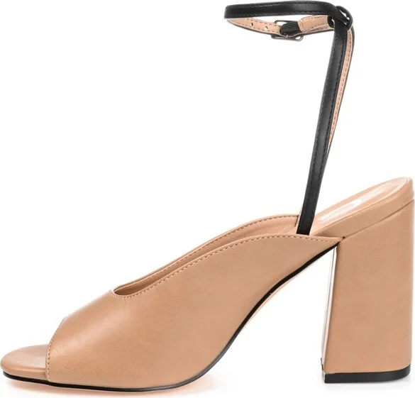 Journee Collection Women's Calypso Buckle Ankle Strap Block Heel Sandals Grey - Image 3