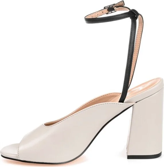 Journee Collection Women's Calypso Buckle Ankle Strap Block Heel Sandals Grey - Image 4