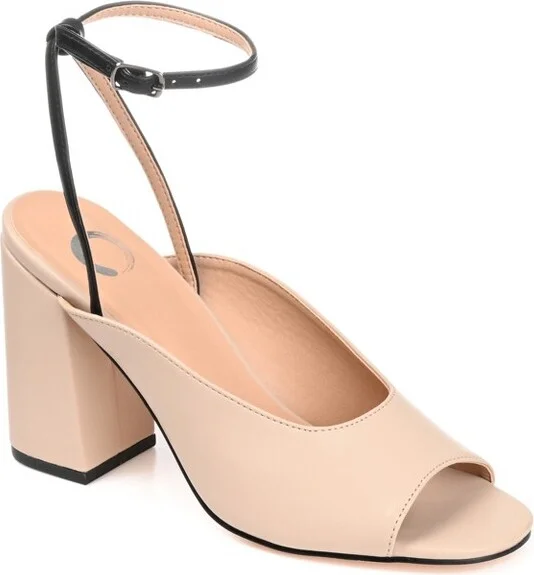 Journee Collection Women's Calypso Buckle Ankle Strap Block Heel Sandals Grey
