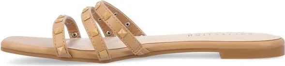 Journee Collection Women's Camarie Slip On Slide Multi Strap Sandals Beige - Image 6