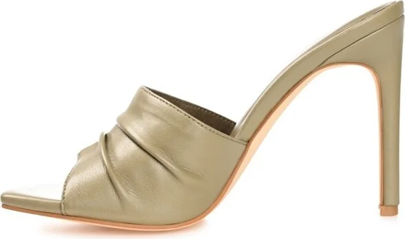 Journee Collection Women's Camber Open Toe High Stiletto Pumps Green - Image 6