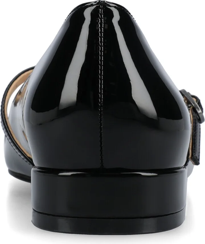 Journee Collection Women's Camby Crisscross Strap Pointed Toe Dress Flats - Patent, Black - Image 3