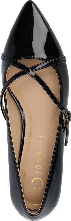 Journee Collection Women's Camby Crisscross Strap Pointed Toe Dress Flats - Patent, Black - Image 4