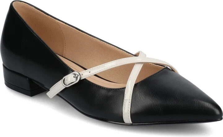 Journee Collection Women's Camby Crisscross Strap Pointed Toe Flats