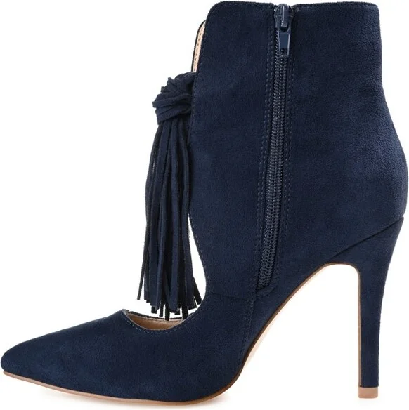 Journee Collection Women's Cameron Pointed Toe Stiletto Ankle Booties Navy W - Image 2
