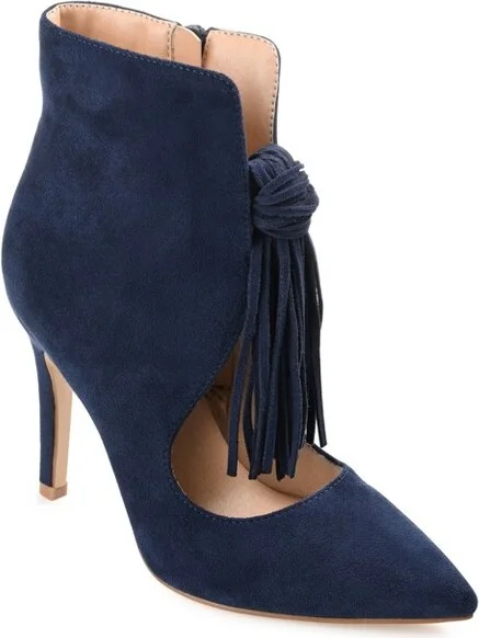 Journee Collection Women's Cameron Pointed Toe Stiletto Ankle Booties Navy W