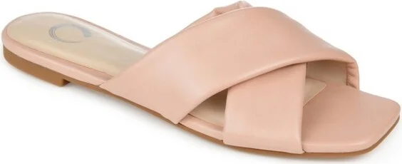Journee Collection Women's Carlotta Slide Flat Sandals Blush