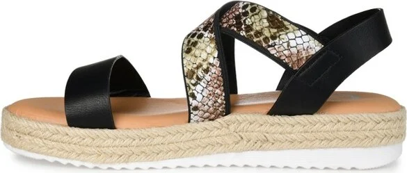 Journee Collection Women's Caroline Espadrille Sliver Wedge Sandals Black - Image 4